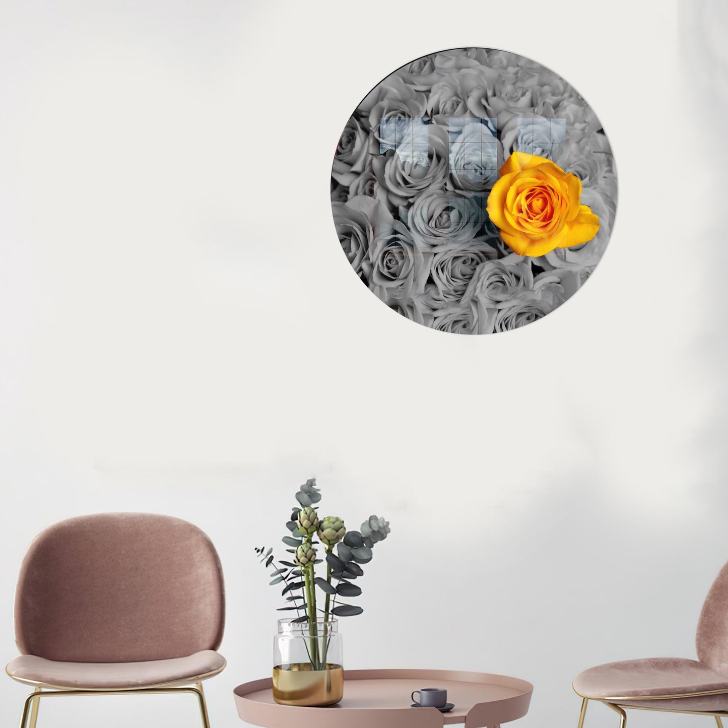 Yellow Rose Botanical Glass Wall Art