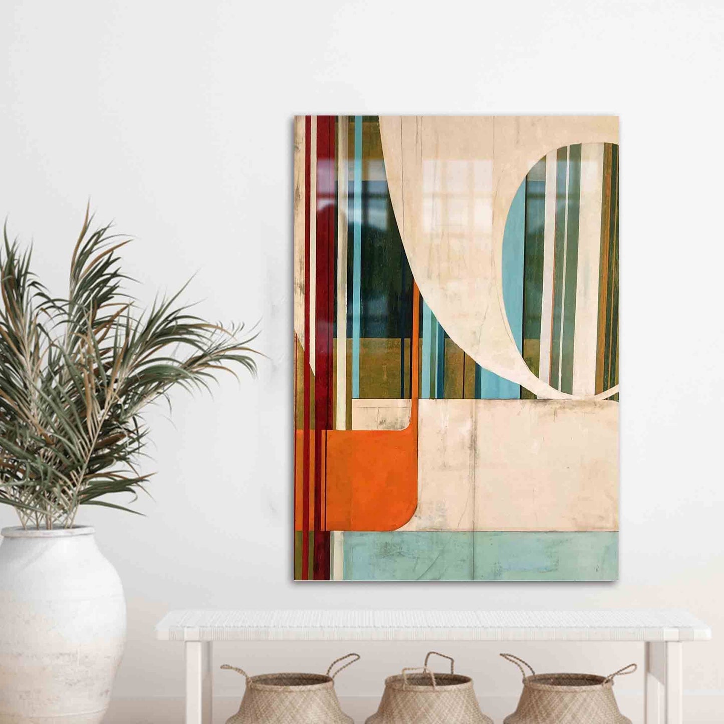 Geometric Abstract Design Glass Wall Art