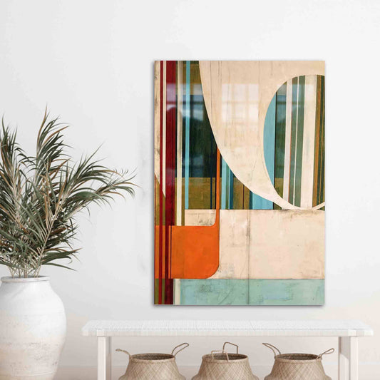 Geometric Glass Wall Art: Contemporary Tempered Glass Print in Abstract Design