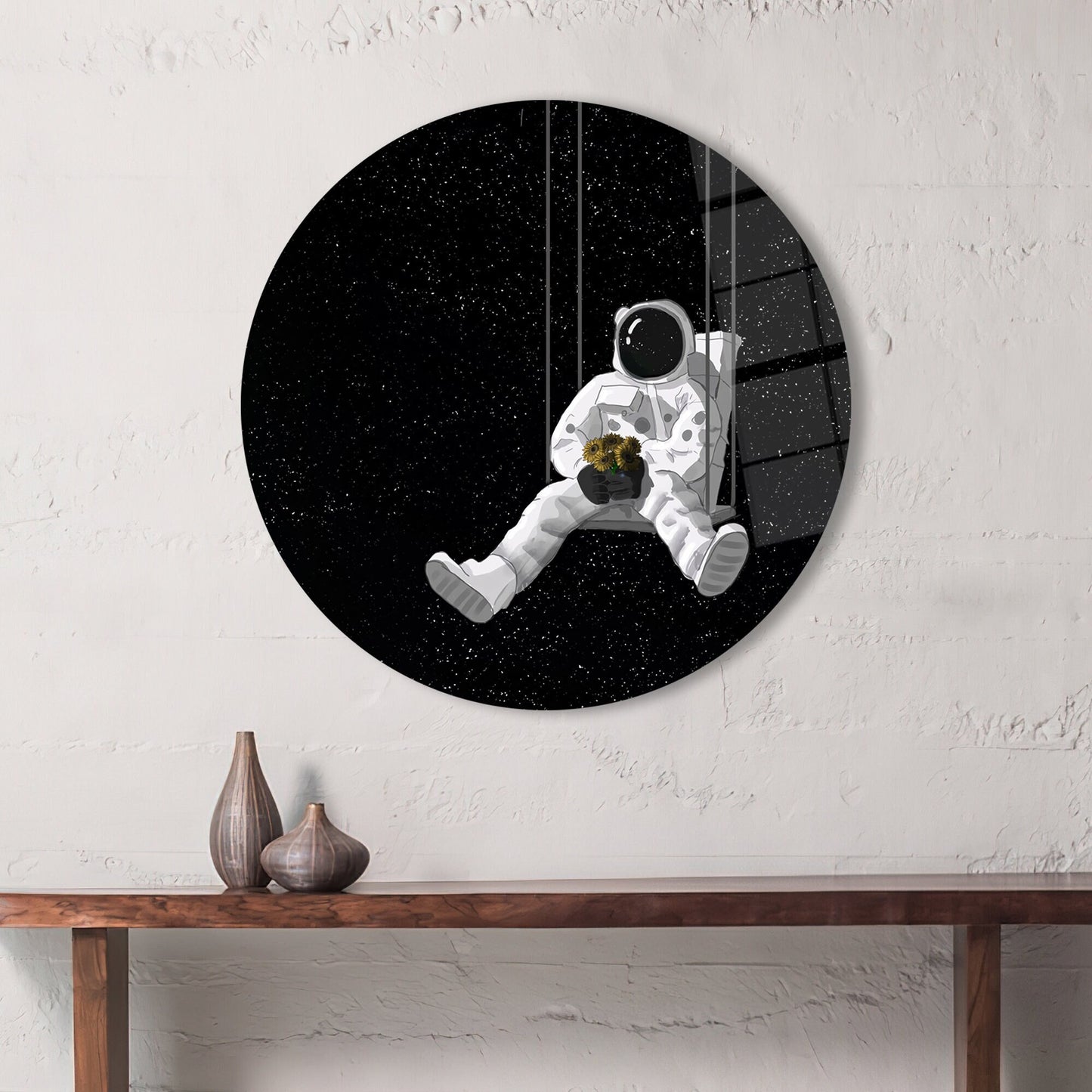Black and White Abstract Glass Wall Art