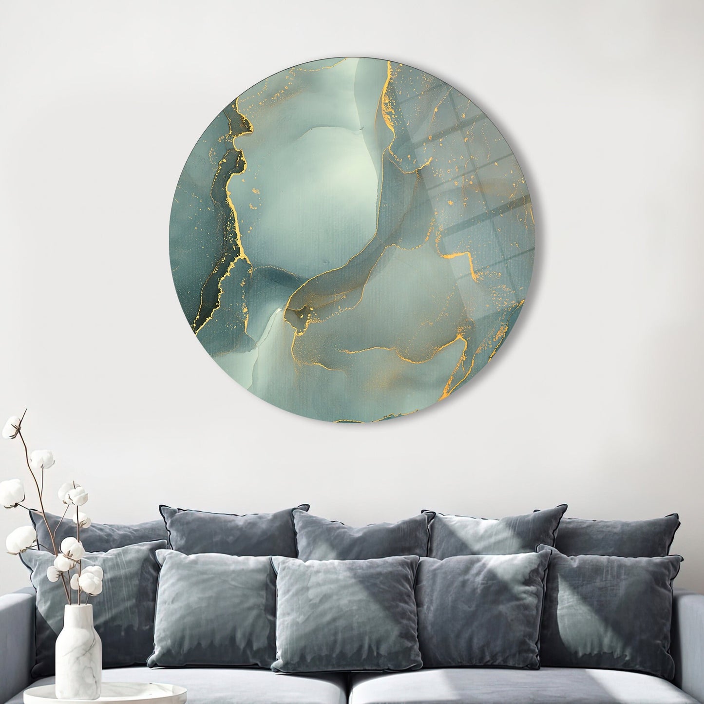 Green Marble Shimmery Glass Wall Art