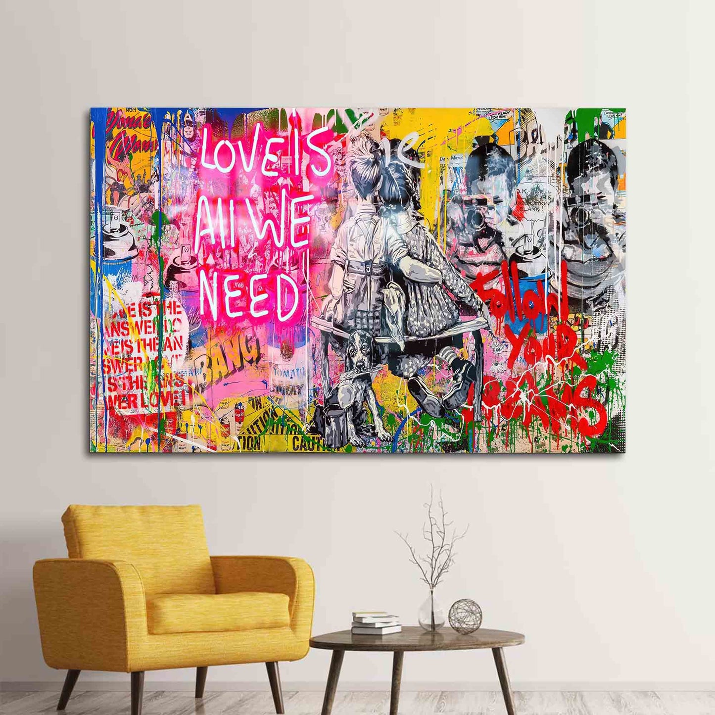 Graffiti Love Is All Glass Wall Art