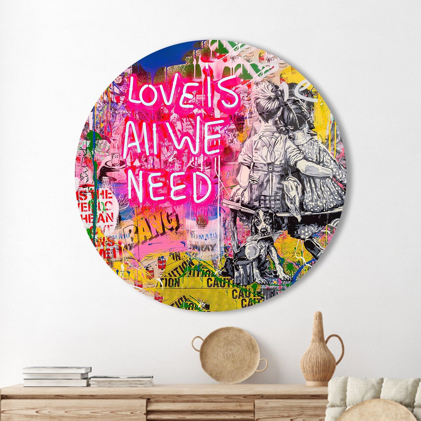 Graffiti Love Is All Glass Wall Art