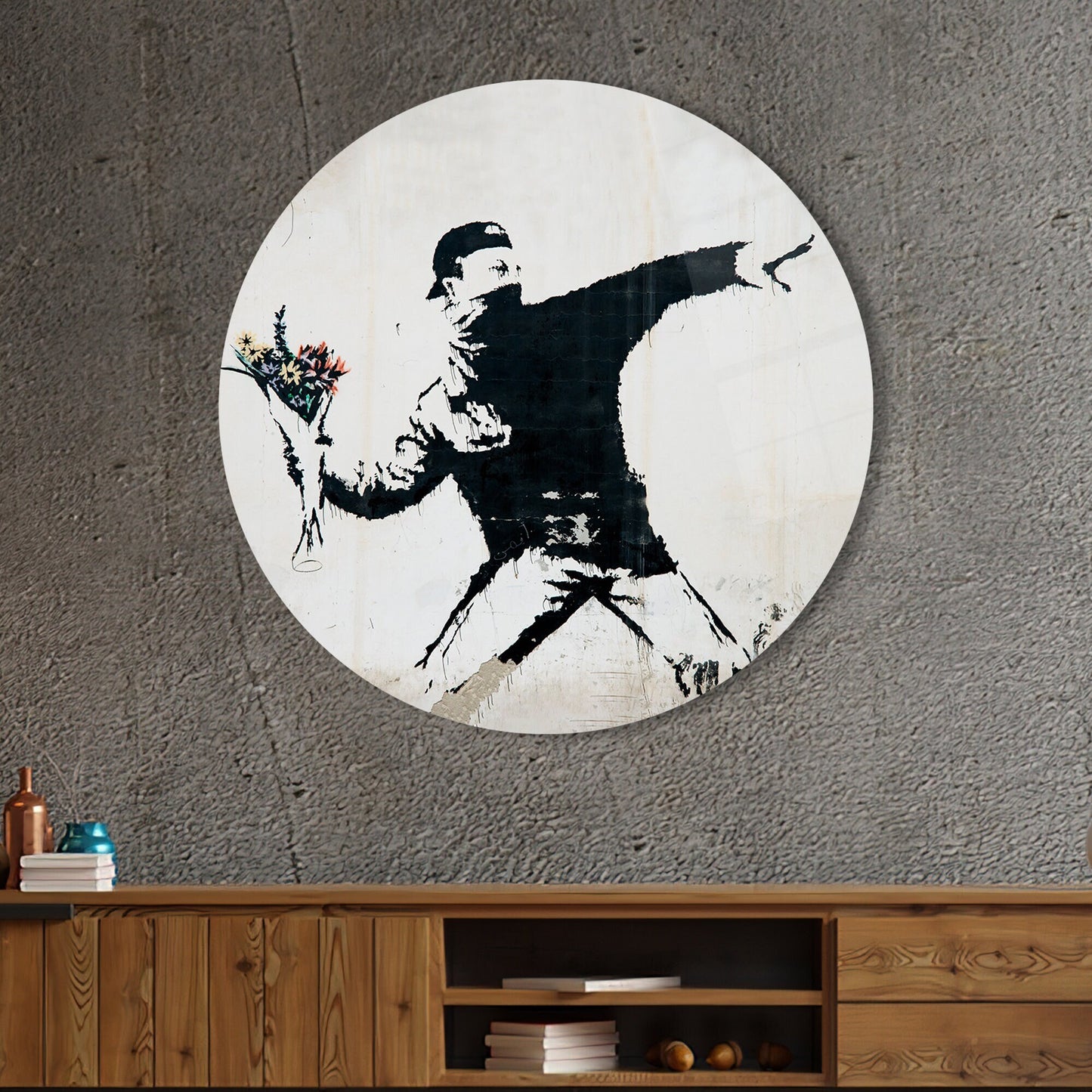 Graffiti Floral Design Glass Wall Art