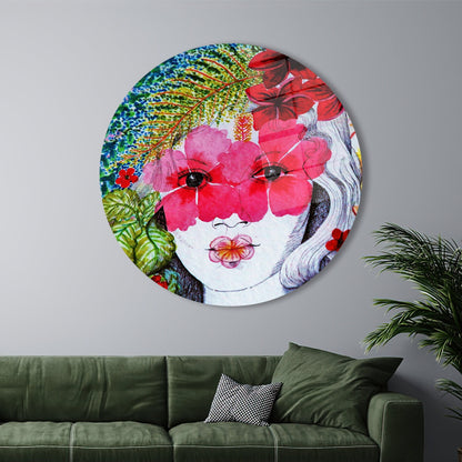 Abstract Woman Portrait Glass Wall Art, Tempered Glass Wall Decoration