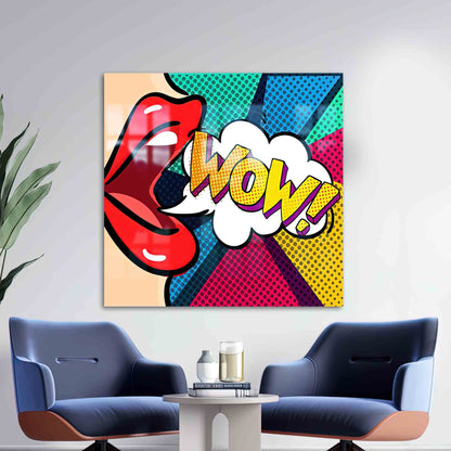 Comic Pop Woman WOW Glass Wall Art