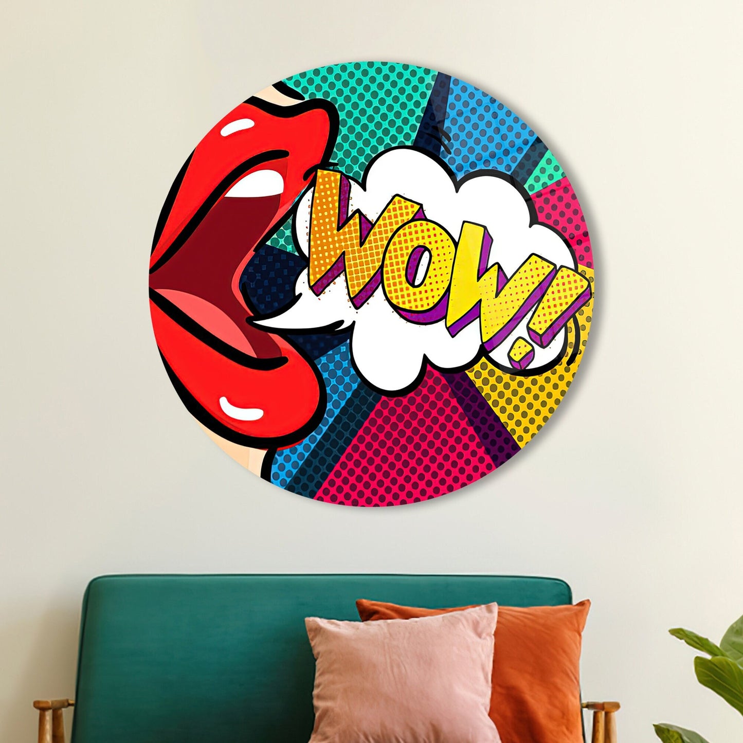 Comic Pop Woman WOW Glass Wall Art
