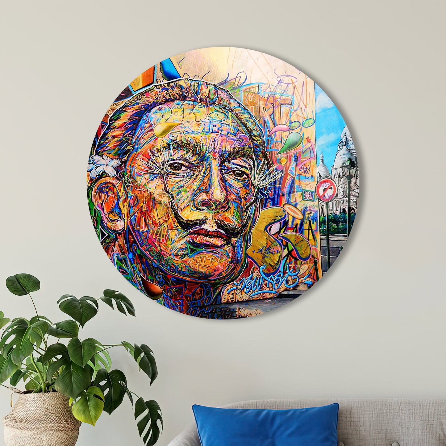 Salvador Dali Graffiti Abstract Glass Wall Art