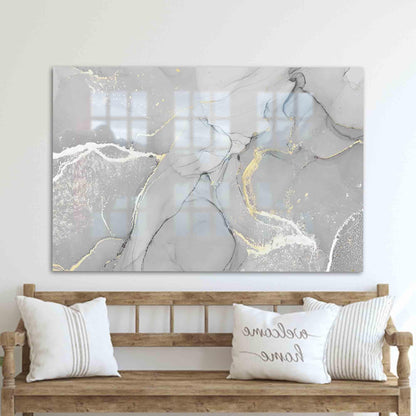 Gray Abstract Gold Glass Wall Art