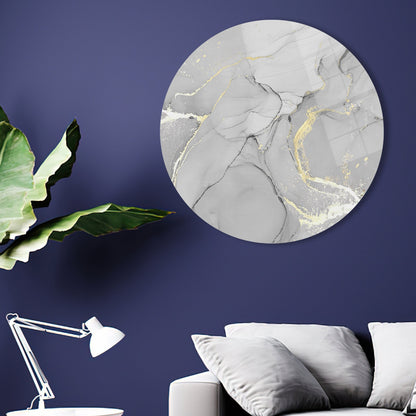 Gray Abstract Gold Glass Wall Art