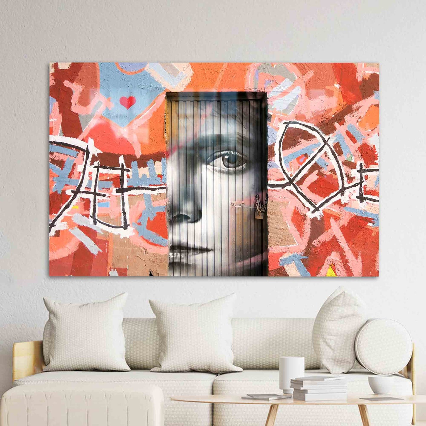 Colorful Graffiti Street Cafe Glass Wall Art