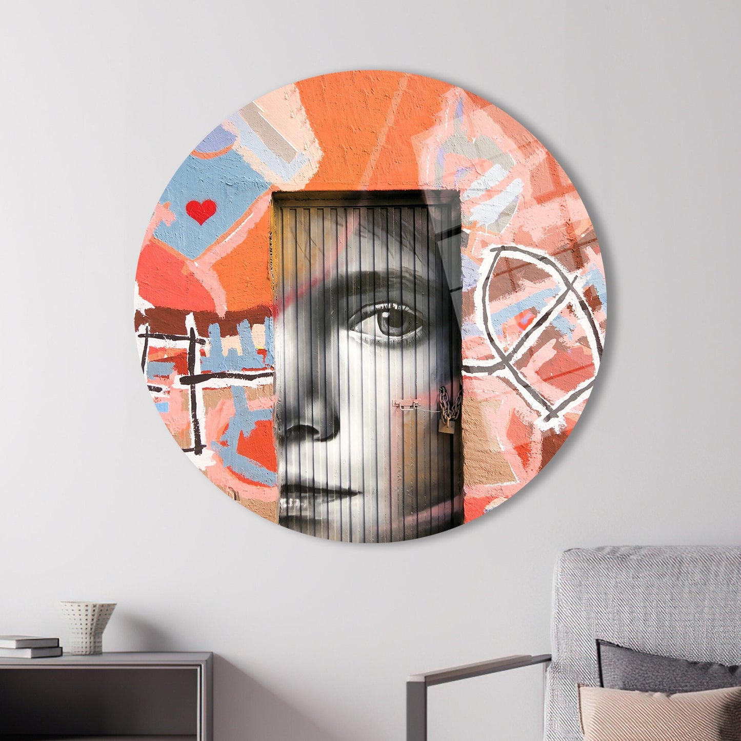 Colorful Graffiti Street Cafe Glass Wall Art