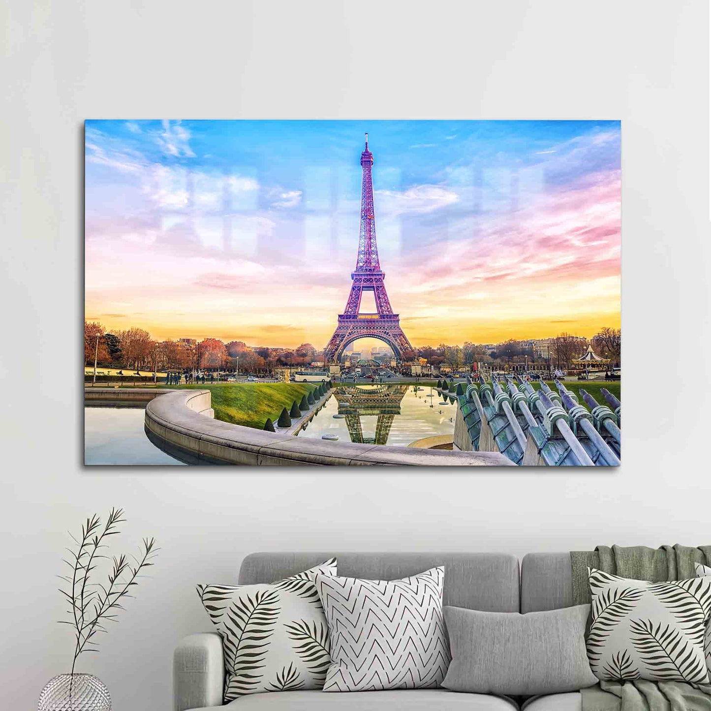 Eiffel Tower 3D Landscape Glass Wall Art