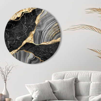 Black and Gold Marble Glass Wall Art