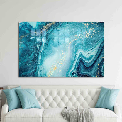 Blue Marble Abstract Glass Wall Art