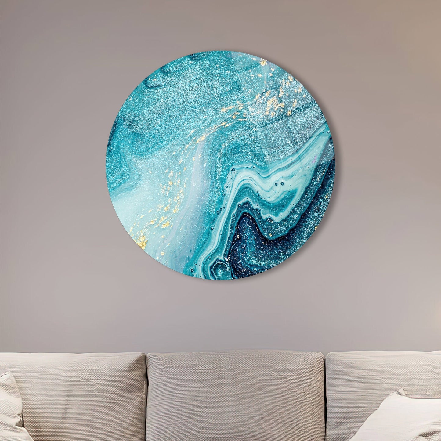 Blue Marble Abstract Glass Wall Art