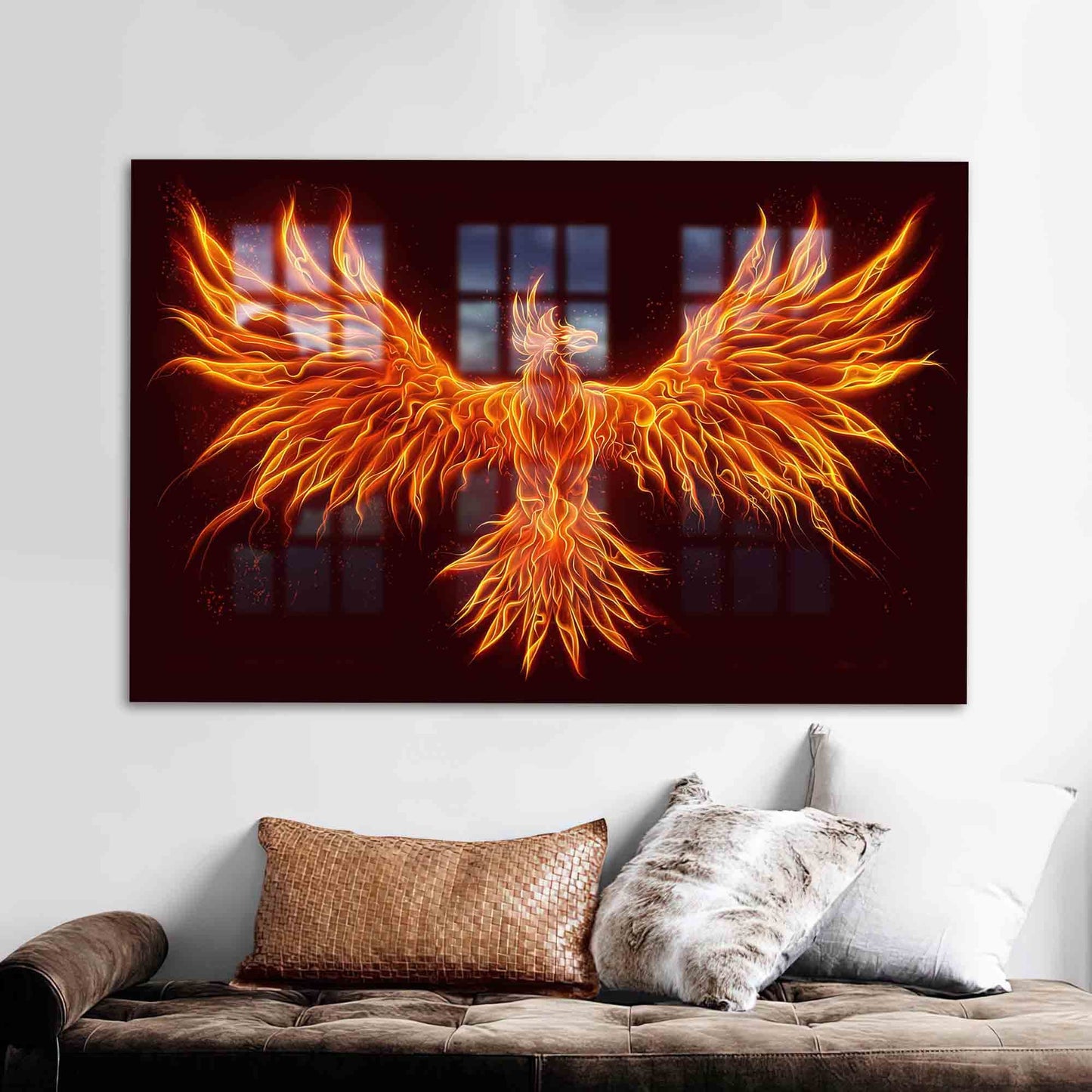 Orange and Black Abstract Glass Wall Art