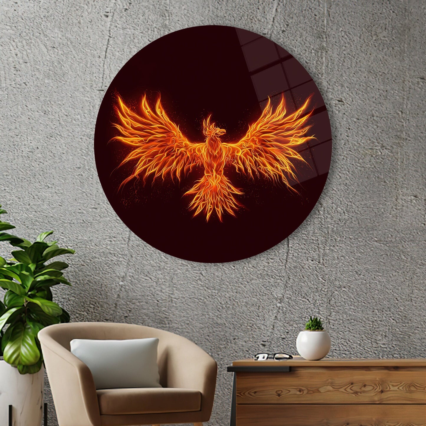 Orange and Black Abstract Glass Wall Art