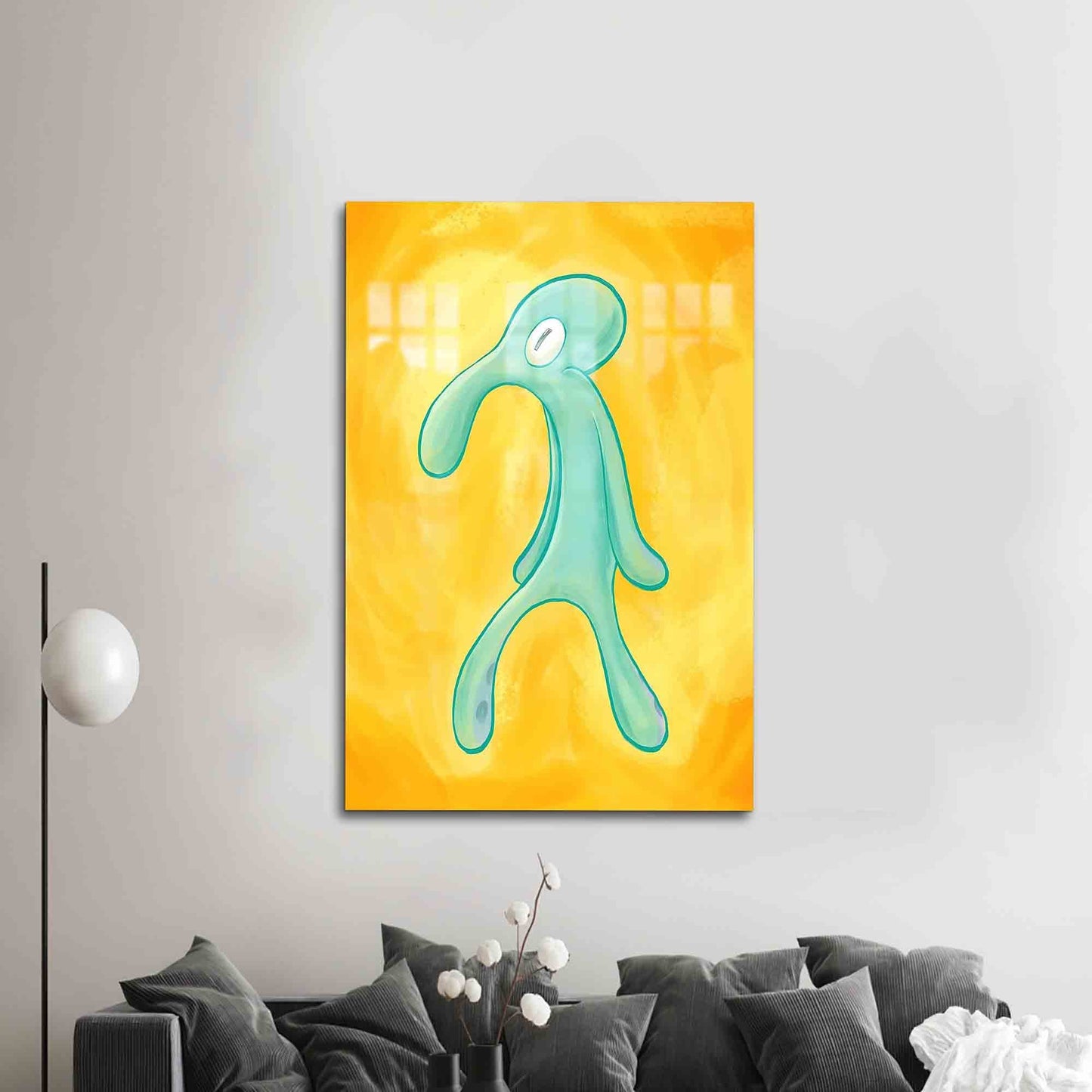 Squidward Painting Glass Wall Art