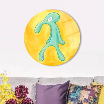 Squidward Painting Glass Wall Art