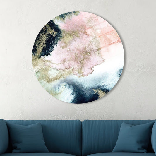 Pink Marble Glass Wall Decor - Elegant Tempered Glass Art for Modern Home