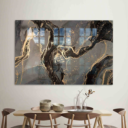 Gray Marble Printing Shimmery Glass Wall Art