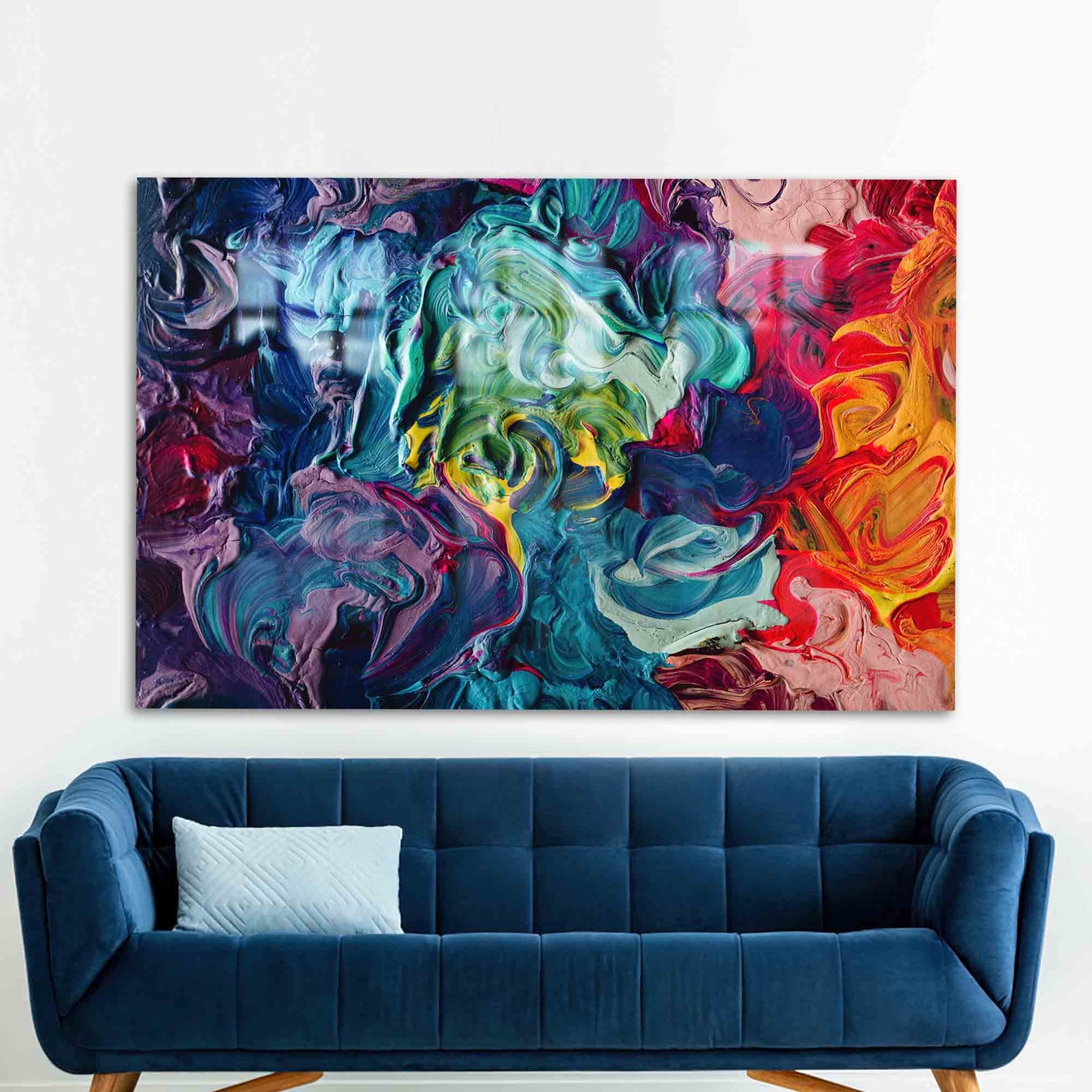 Colorful Oil Painting Vibrant Glass Wall Art
