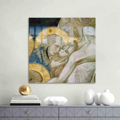 Gold Abstract Jesus Fresco Glass Wall Art