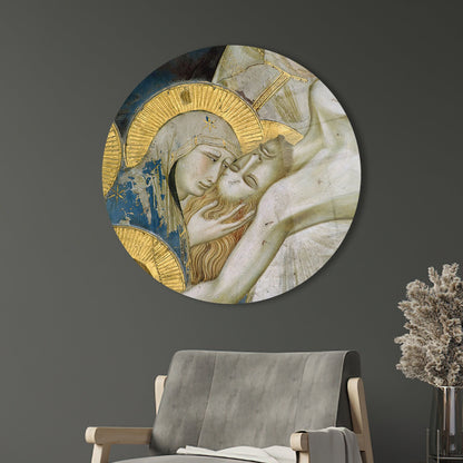 Gold Abstract Jesus Fresco Glass Wall Art