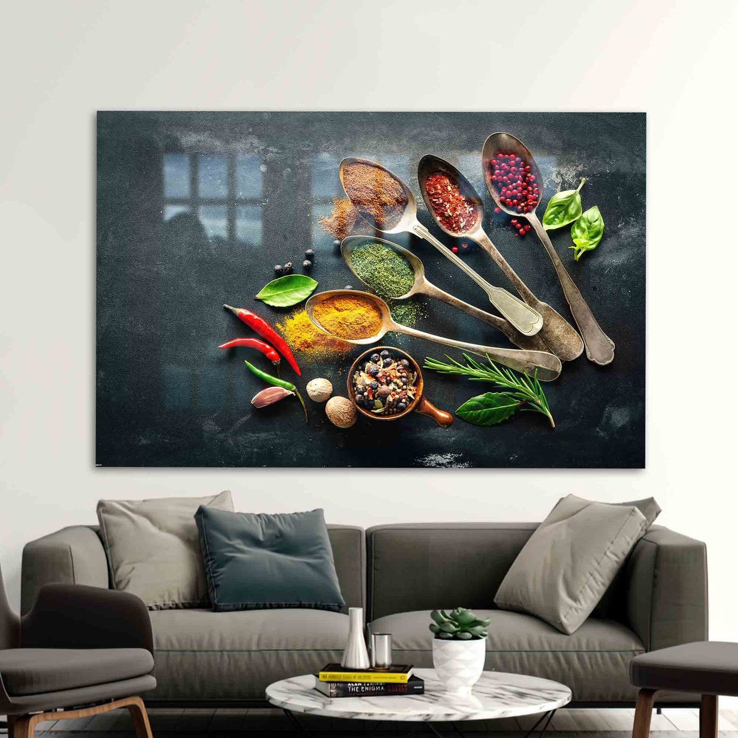 Indian Spices Design Glass Wall Art