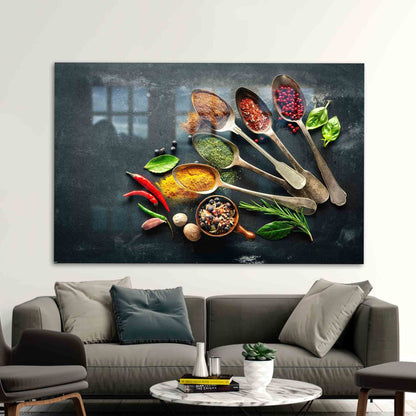 Indian Spices Design Glass Wall Art