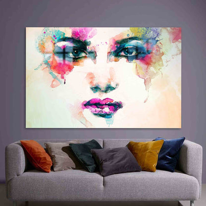 Colorful Woman Face Vibrant Glass Wall Art
