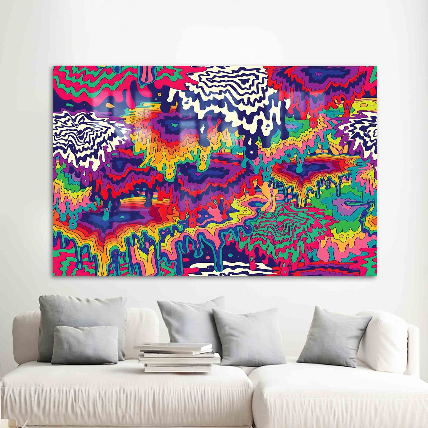 Psychedelic Tapestry Abstract Colorful Glass Wall Art