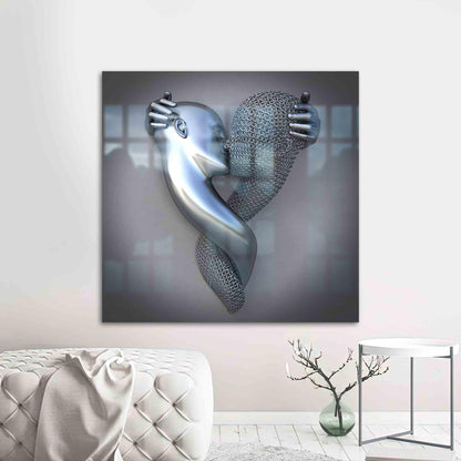 Metallic Couple Lover Glass Wall Art