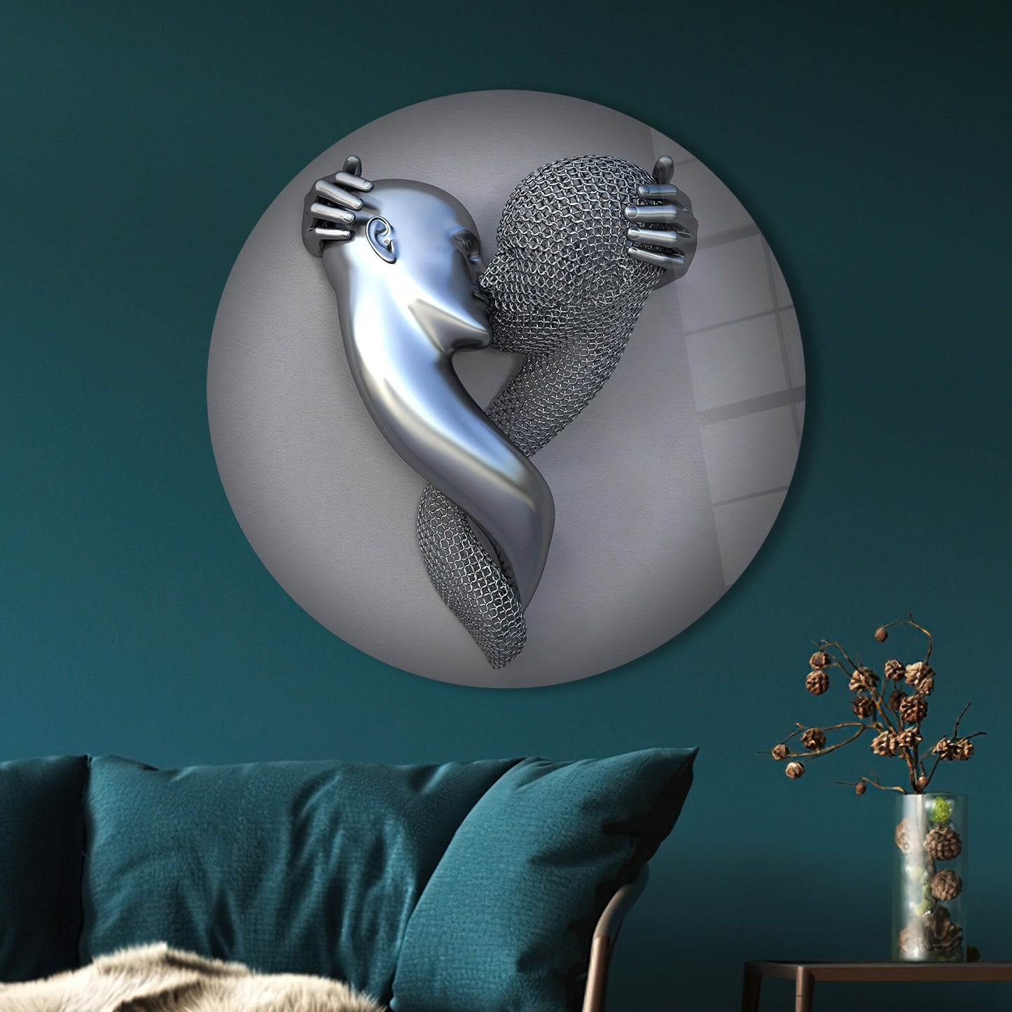 Metallic Couple Lover Glass Wall Art