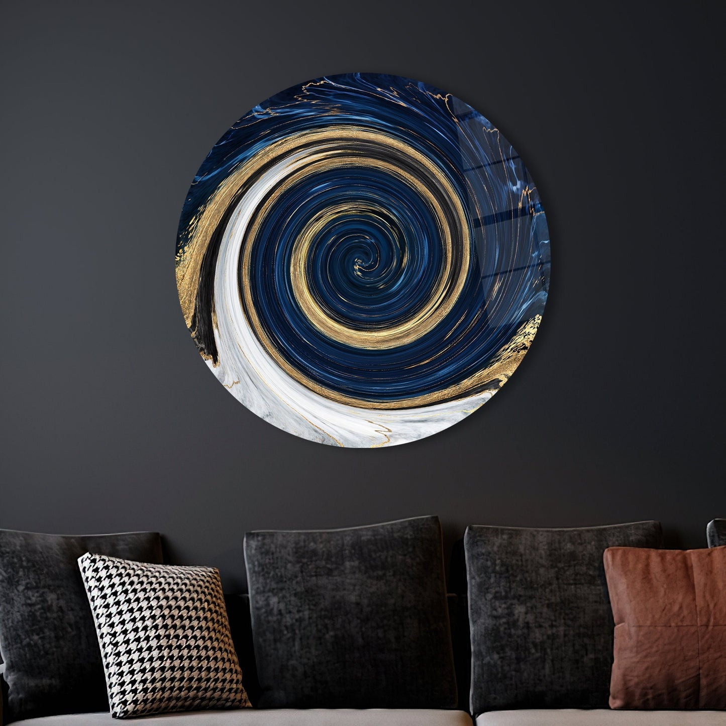 Blue Marble Shimmery Glass Wall Art