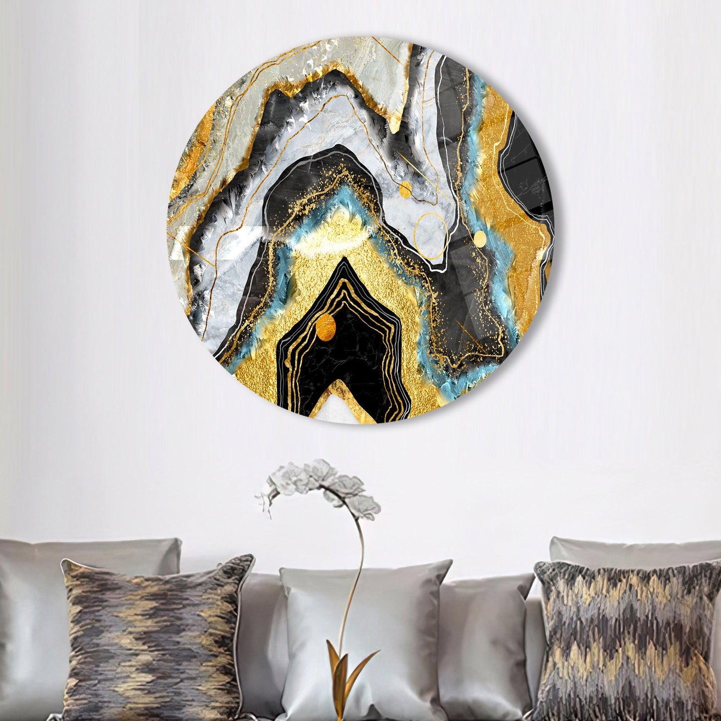 Marble Shimmery Abstract Design Glass Wall Art