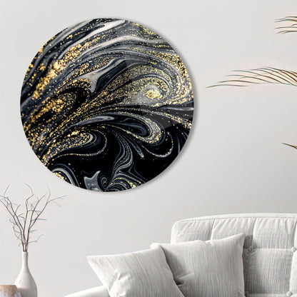 Black and Gold Abstract Glass Wall Art