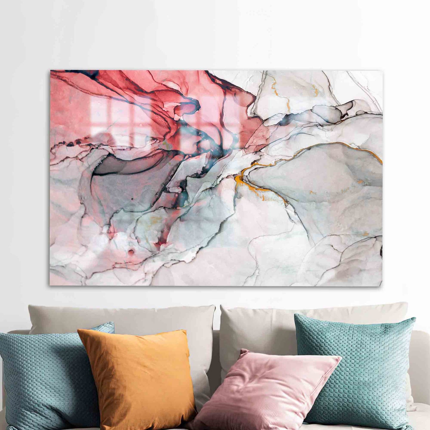 Red Abstract Alcohol Ink Glass Wall Art