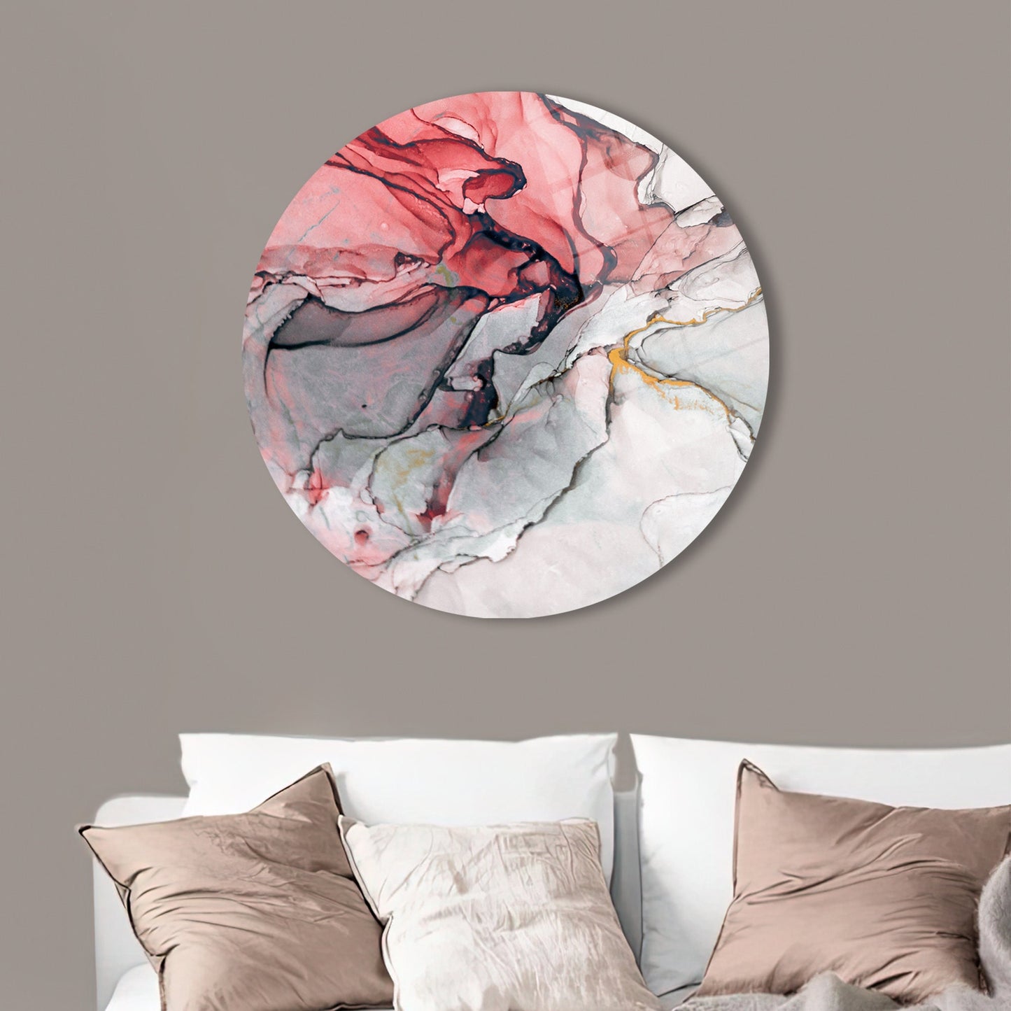 Red Abstract Alcohol Ink Glass Wall Art