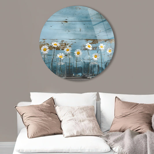 Elegant Daisy Flower Glass Wall Art, Daisy Lover Gift, Botanical Decoration