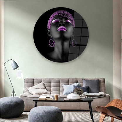 Black Abstract African Woman Glass Wall Art