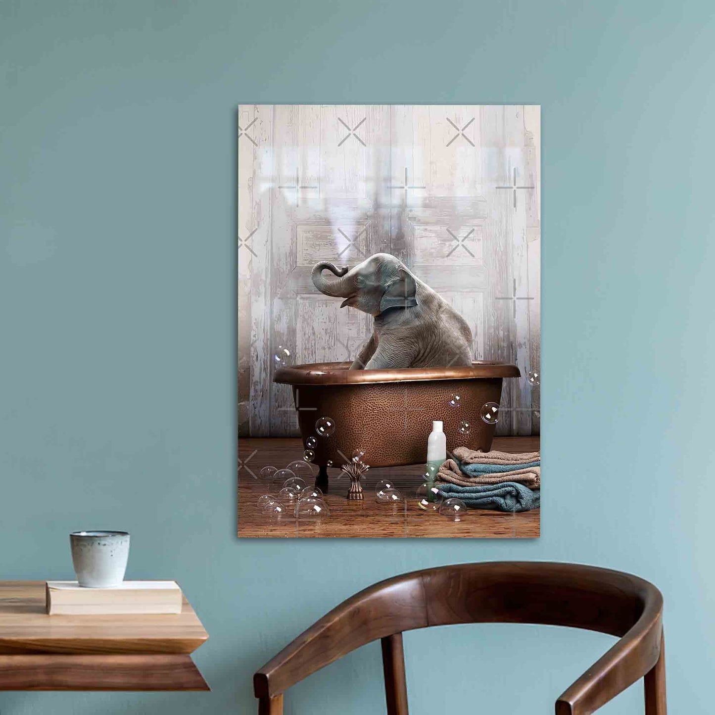 Elephant Bathroom Glass Wall Art