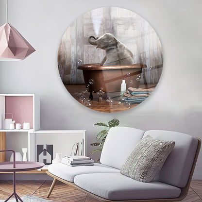 Elephant Bathroom Glass Wall Art
