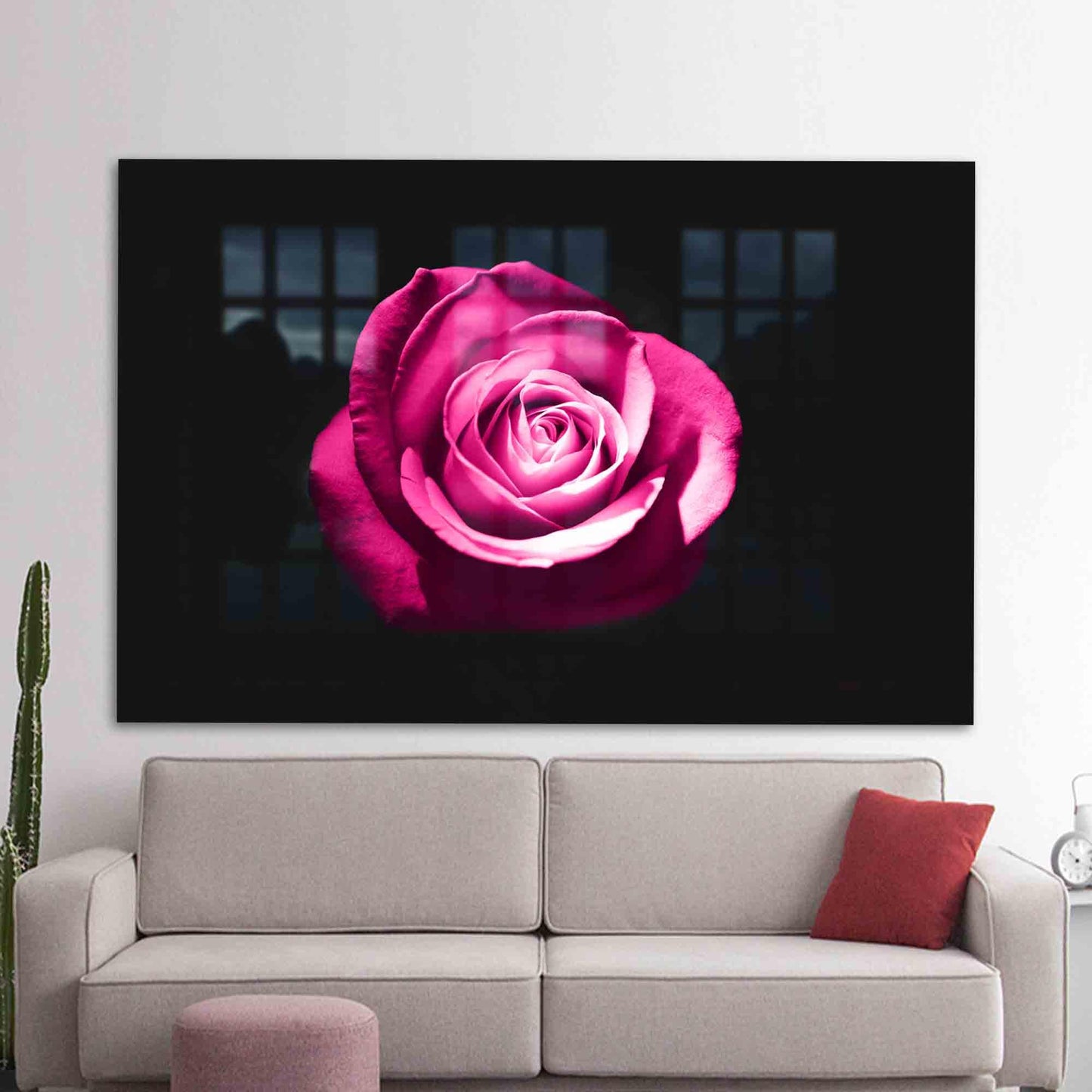 Pink Floral Glass Wall Art