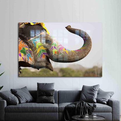 Elephant Festival Jaipur Safari Glass Wall Art