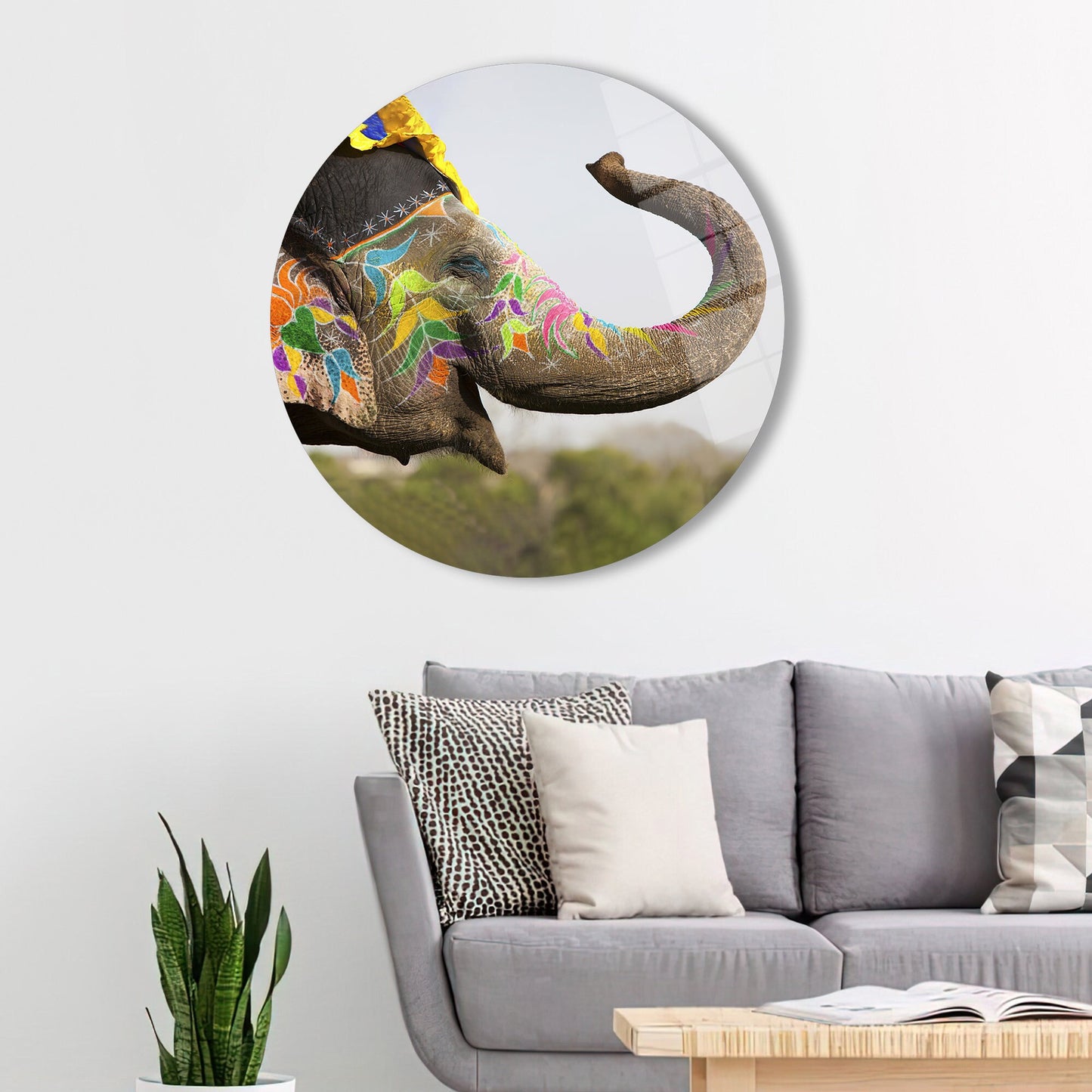 Elephant Festival Jaipur Safari Glass Wall Art