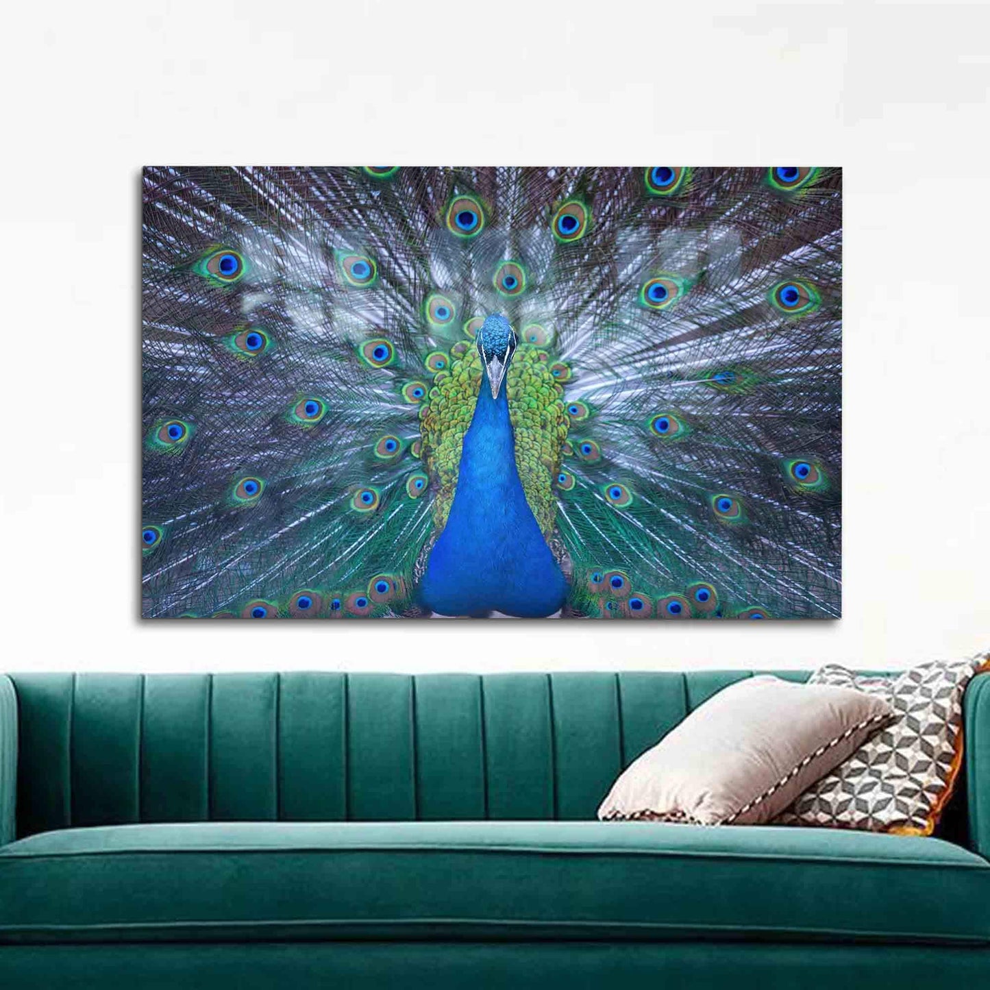 Blue Peacock Glass Wall Art