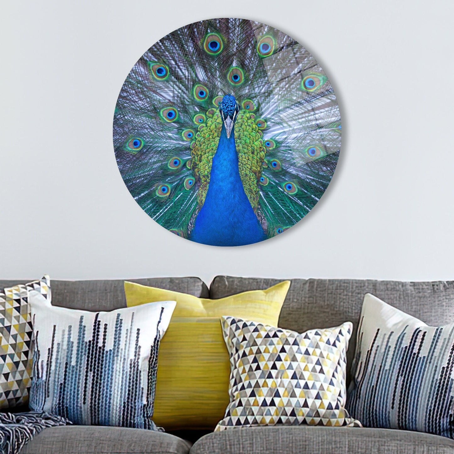 Blue Peacock Glass Wall Art