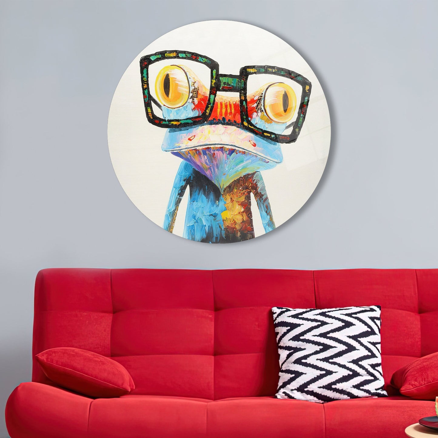 Rainbow Frog Fun Glass Wall Art